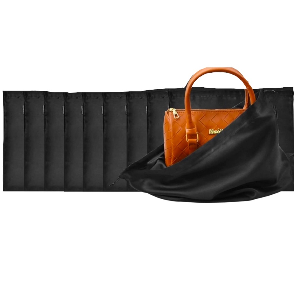 6 Pack Satin Dust Bags — Large Size: 23.6”×19.6”  approx (Black)